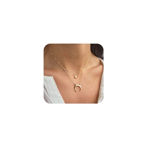 Aneneiceera Boho Geschichtet Stern Mond Choker Halskette Kette Gold Horn Stern Anhänger Halskette Mode Mondsichel Anhänger Halskette Rock Mond Stern Halskette Schmuck Für Frauen Und Mädchen (Stil C) von Aneneiceera