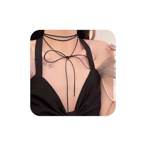 Aneneiceera Boho Geschichtetes Wildleder Halsband Halskette Lang Schwarzer Samt Halskette Schlicht Schwarzes Halsband Halskette Retro Samt Binden Bis Halsband Halskette Kette Schmuck Frauen (schwarz) von Aneneiceera