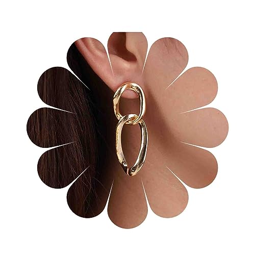 Aneneiceera Boho Gold Büroklammer Kette Oval Kette Baumeln Ohrringe Doppelt Oval Reifen Ohrringe Punk Klobige Kette Ohrringe Schmuck Für Frauen Und Mädchen von Aneneiceera