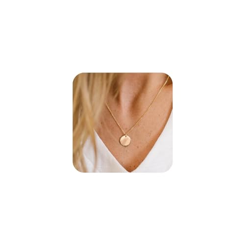 Aneneiceera Boho Große Pailletten Anhänger Kubanische Halskette Retro Minimalistische Kette Gold Einfache Halskette Verstellbare Goldkette Hochzeitsschmuck für Frauen Mädchen als Geschenk von Aneneiceera