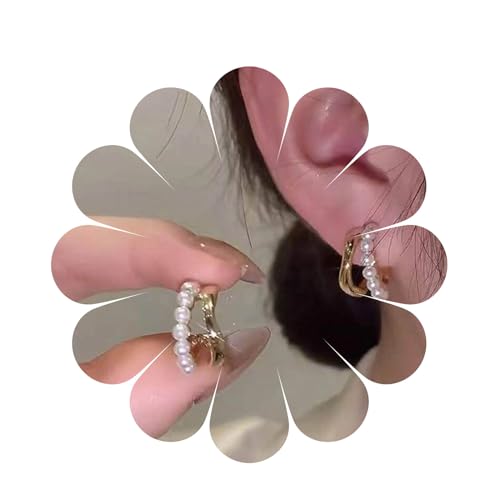 Aneneiceera Boho Klaue Ohrstecker Gold Perle Multi Creolen Perle Nadel Kralle Ohrringe Perlen Huggie Illusion Ohrringe Schmuck Geschenke für Frauen und Mädchen Geschenke von Aneneiceera