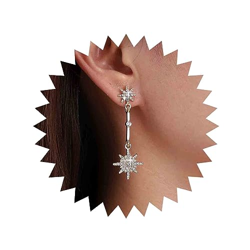 Aneneiceera Boho Kristall Nordstern Ohrringe Gold Cz Stern Tropfen Ohrringe Lange Nordstern Baumeln Ohrringe Strass Starburst Ohrring Schmuck Für Frauen Und Mädchen von Aneneiceera