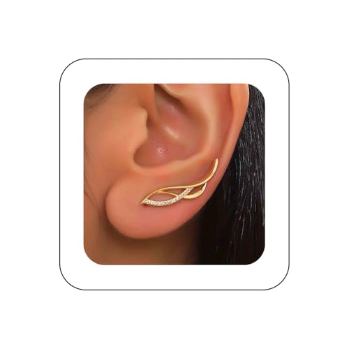 Aneneiceera Boho Kristall Ohrkletterer Ohrringe Gold Strass Krabbler Ohrringe Vintage Cluster Kristall Ohrstecker Cz Klettern Ohrring Schmuck Für Frauen (Gold B) von Aneneiceera