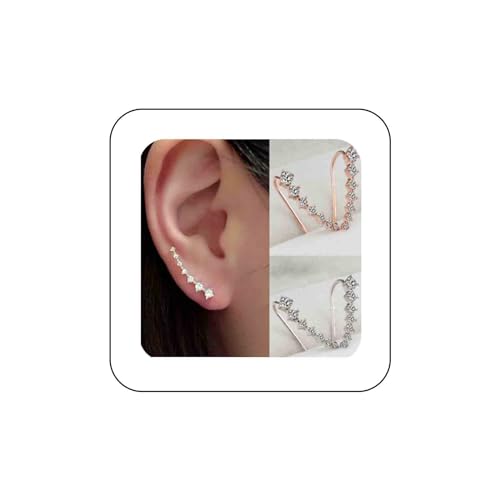 Aneneiceera Boho Kristall Ohrmanschette Ohrstecker Gold Winzigen Strass Cluster Crawler Kletterer Manschette Wrap Studs Aussage Prom Kristall Ohrringe Schmuck Für Frauen Und Mädchen (Gold) von Aneneiceera