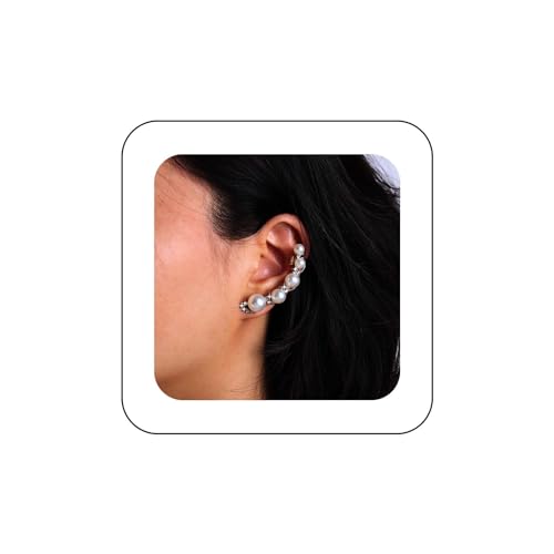 Aneneiceera Boho Kristall Perlen Ohrstecker Ohrringe Silber Cz Perlenmanschette Ohrringe Strass Perlen Krabbler Ohrringe Perlenknorpel Clip Ohrringe Schmuck Für Frauen Und Mädchen (silber) von Aneneiceera