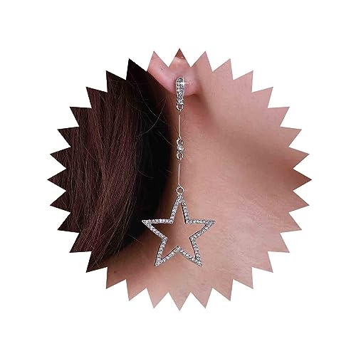 Aneneiceera Boho Kristall Stern Ohrringe Silber Strass Stern Ohrringe Lange Cz Ohrstecker Vintage Sternschnuppen Ohrringe Schmuck Für Frauen Und Mädchen von Aneneiceera