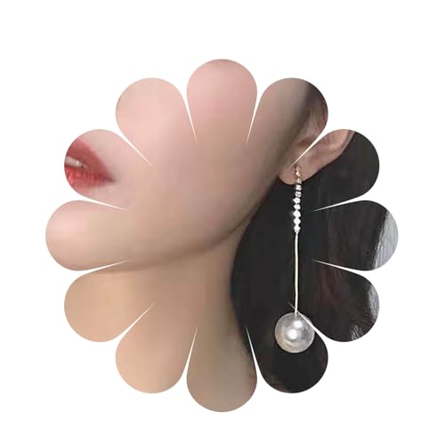 Aneneiceera Boho Lange Perle Strass Ohrringe Vintage Gold Quaste Perle Tropfen Ohrringe Große Perle Ohrhänger Kristallkette Kugel Ohrringe Statement Hochzeit Abschlussball Ohrringe für Frauen Mädchen von Aneneiceera