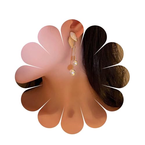 Aneneiceera Boho Lange Quaste Perle Baumeln Tropfen Ohrringe Gold Große Perle Charme Ohrringe Minimalistische Emaille Cluster Ohrstecker Erklärung Braut Perlen Ohrringe Schmuck Für Frauen Und Mädchen von Aneneiceera