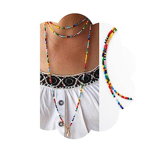 Aneneiceera Boho Muschel Anhänger Lange Halskette Strand Bunte Reisperlenkette Gold Einfache Natürliche Muschelkette Goldkette Handgemachter Schmuck Für Frauen Mädchen von Aneneiceera