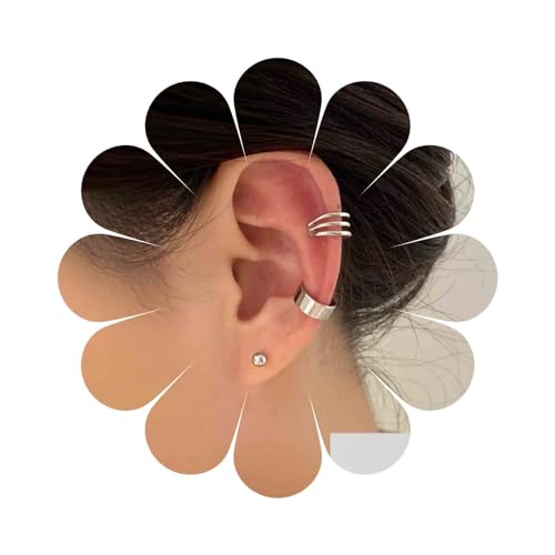 Aneneiceera Boho Muschel Ohrmanschetten Ohrringe Ohrstecker Silber No Piercing Knorpel Clip Ohrringe Fake Helix Crawler Ohrringe Statement Manschetten Ohrringe Schmuck Für Frauen Und Mädchen (Silber) von Aneneiceera