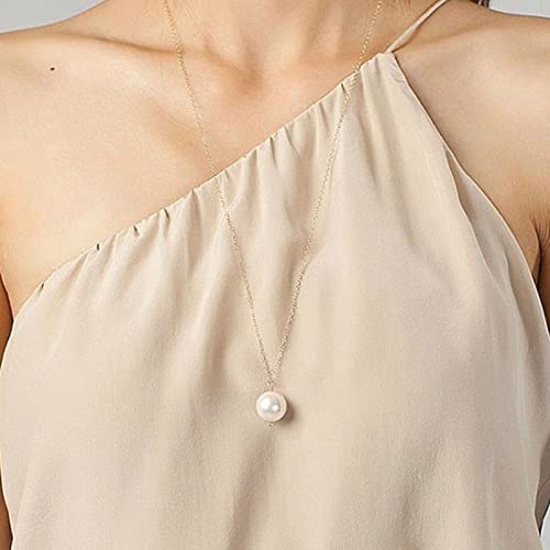 Aneneiceera Boho Perle Anhänger Lange Halskette Retro Minimalistische Kette Silber Einfache Halskette Verstellbare Silberkette Handgefertigter Schmuck Für Frauen Mädchen von Aneneiceera