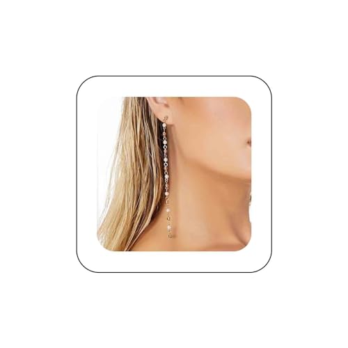 Aneneiceera Gold Boho Perle Tropfen Hänger Ohrringe mit langer Kette - 2 Pcs, Perle Ohrringe für Frauen und Mädchen von Aneneiceera