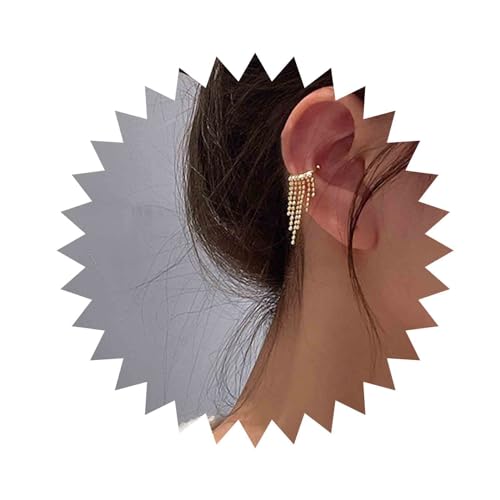 Aneneiceera Boho Quastenkette Ohrmanschette Ohrringe Gold Breite Kette Manschette Ohrringe Minimalistische Ohrmanschette Mit Kein Piercing Clip Auf Personifizierte Ohrmuschel Schmuck Für Frauen(Gold) von Aneneiceera