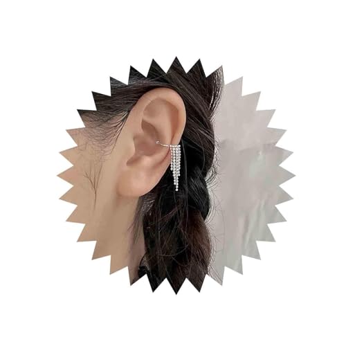 Aneneiceera Boho Quastenkette Ohrmanschette Ohrringe Silber Breite Kette Manschette Ohrringe Minimalistische Ohrmanschette Mit Kein Piercing Clip Auf Personifizierte Ohrmuschel Schmuck Frauen (Silber) von Aneneiceera