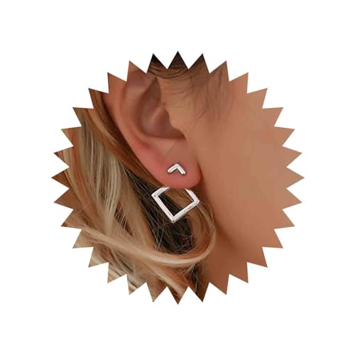 Aneneiceera Boho Rhombus Geometrische Ohrringe - Silber Quadrat Baumeln Leicht Minimalistisch Reifen Tropfen Vintage Prom Für Frauen Und Mädchen (Silber) von Aneneiceera