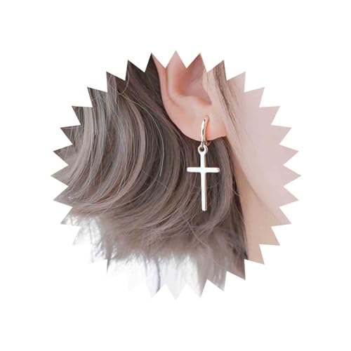 Aneneiceera Boho Silber Kreuz Ohrringe Einfache Kreuz Ohrringe Kreuz Creolen Ohrringe Vintage Ohrringe Hochzeit Schmuck für Frauen und Mädchen (Silber) von Aneneiceera