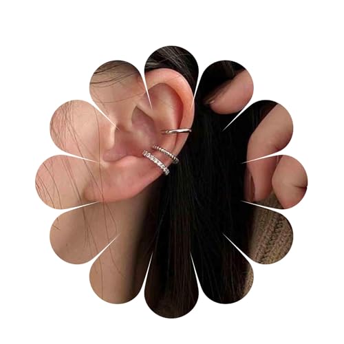 Aneneiceera Boho Stapelung Kristall Ohrmanschette Ohrringe Set Kristall Doppelte Linien Ohrmanschetten Gefälschte Helix Silber Cz Reifen Kein Piercing Ohrringe Schmuck Für Frauen Und Mädchen (Silber) Aneneiceera Boho Stapelung Kristall Ohrmanschette Ohrringe Set Kristall Doppelte Linien Ohrmanschetten Gefälschte Helix Silber Cz Reifen Kein Piercing Ohrringe Schmuck Für Frauen Und Mädchen (Silber) von Aneneiceera