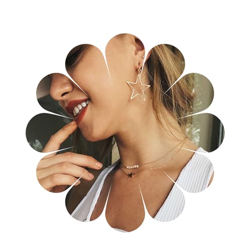 Aneneiceera Boho Star Drop Baumeln Ohrringe Vintage Gold Star Hoop Drop Ohrringe 80s 90s Prom Ohrringe Leichte Hohle Star Baumeln Ohrringe Statement Schmuck Für Frauen Und Mädchen von Aneneiceera