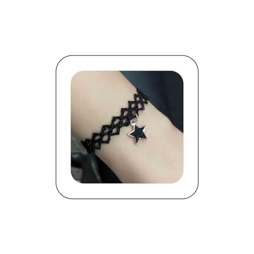 Aneneiceera Einfache Schwarze Stern Anhänger Spitze Armband Handkette Zierlich Niedlich Böhmische Spitze Geflochtene Kette Handgemachte Boho Armbänder Schmuck Geschenke Für Frauen Teenager Mädchen von Aneneiceera