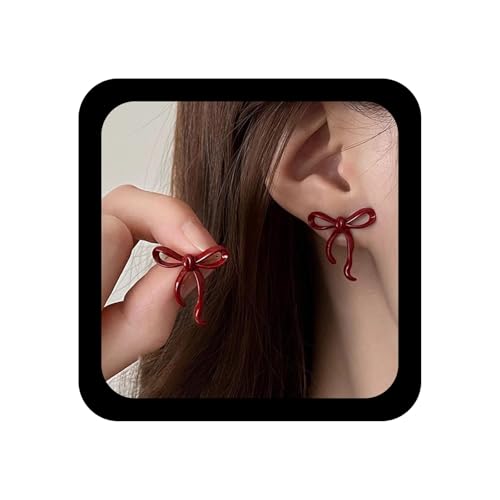 Aneneiceera Vintage Hohle Rote Schleife Ohrstecker Filigrane Rot Schleife Ohrringe Rote Fliege Ohrringe Schleifenband Ohrstecker Schmuck Für Frauen von Aneneiceera