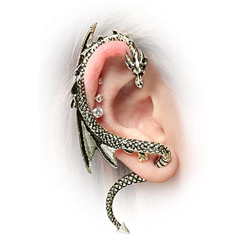 Aneneiceera Gothic Drachen Ohrstecker Ohrringe Gold Drachen Kletterer Krabbler Ohrringe Lange Übertriebene Drachen Ohrringe Halloween Knorpel Ohrringe Clip On Ohrringe Für Frauen Und Mädchen (gold) von Aneneiceera