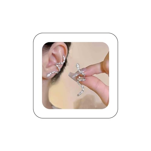 Aneneiceera Gothic Kristall Schlange Kreis Manschette Ohrringe Cz Breiten Ring Helix Ohrringe Silber Strass Manschette Ohrringe Nicht Durchbohrt Clip Auf Minimalistische Ohrschelle Schmuck Für Frauen von Aneneiceera