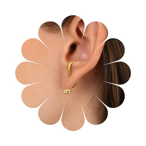 Aneneiceera Gothic Schlange Ohrstecker Ohrringe Gold Schlange Ohrstecker Punk Schlange Schlangen Ohrringe Halloween Schlange Ohrringe Schmuck Für Frauen Und Mädchen (gold) von Aneneiceera