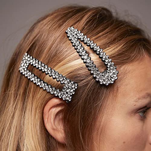 Aneneiceera Kristall Mode Haarspange Haarspange Strass Schwarz Haarspangen Clips Bling Bling Braut Kopfschmuck Kopfschmuck Kopfbedeckung Kristall BB Clip Haarschmuck für Frauen und Mädchen (Stil A) von Aneneiceera