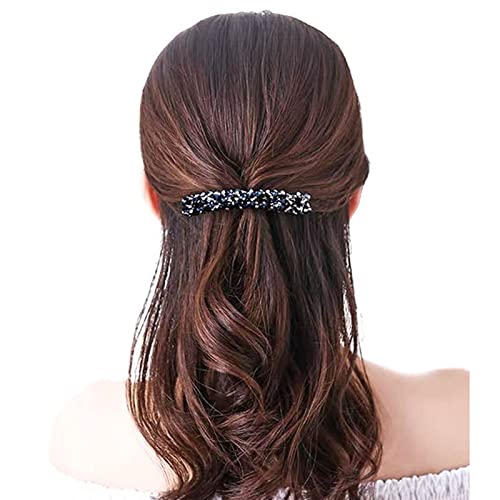 Aneneiceera Kristall Mode Haarspange Haarspange Strass Silber Haarspangen Clips Bling Braut Kopfbedeckung Kopf Clip Kopfschmuck Kristall Braut Haarschmuck für Frauen und Mädchen (Schwarz) von Aneneiceera