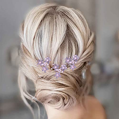 Aneneiceera Perle Braut Hochzeit Haarnadeln Rosa Perle Haarteil Braut Blume Kopfbedeckungen Brautjungfer Haar Zubehör Für Frauen Und Mädchen (Packung Mit 3) (rosa) von Aneneiceera