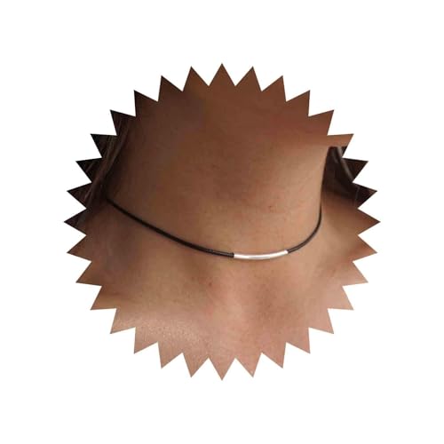 Aneneiceera Punk Bar Schwarz Leder Choker Halskette Leder Kette Silber Bar Choker Boho Schwarz Schnur Choker Goth Halskette Für Frauen Und Mädchen Geschenke(silber) von Aneneiceera