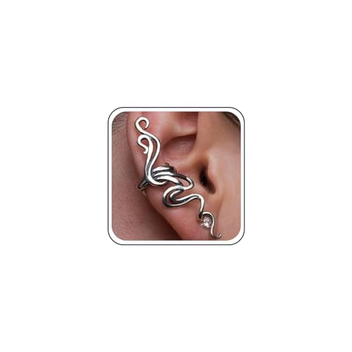 Aneneiceera Punk Ohrringe Silber - Übertriebene Vintage Ohrstecker Gothic Clip On Schmuck für Frauen und Mädchen Geschenke (Silver Swirl) von Aneneiceera