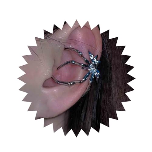 Aneneiceera Punk Spinne Ohrringe Silber Übertrieben Kristall Kletterer Vintage Streampunk Gothic No Piering Schmuck Für Frauen Und Mädchen von Aneneiceera