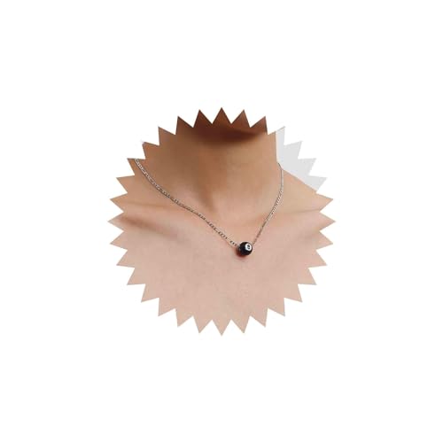 Aneneiceera Simple Black 8 Halskette Billiard Black 8 Anhänger Silber Choker Halsketten Silberkette Billiard Black 8 Anhänger Schmuck Accessoires für Frauen und Mädchen von Aneneiceera