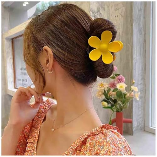 Aneneiceera Vintage Acryl Blume Haar Kralle Clip Neon Gänseblümchen Haar Kiefer Clip Orange Pferdeschwanz Kralle Barrette Minimalistische Floral Haarspange Haarschmuck Für Frauen (gelb) von Aneneiceera