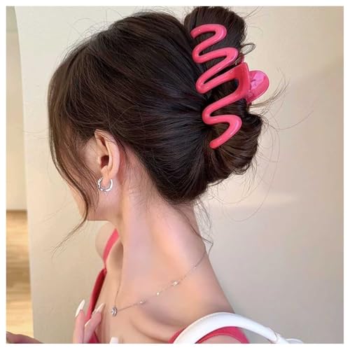 Aneneiceera Vintage Acryl Haar Kralle Clip Bonbon Farbe Haar Klemme Clips Große Rote Hohle Haarspange Dicke Kralle Kopfbedeckungen Dekorative Kopfbedeckung Haarschmuck Für Frauen (rot) von Aneneiceera