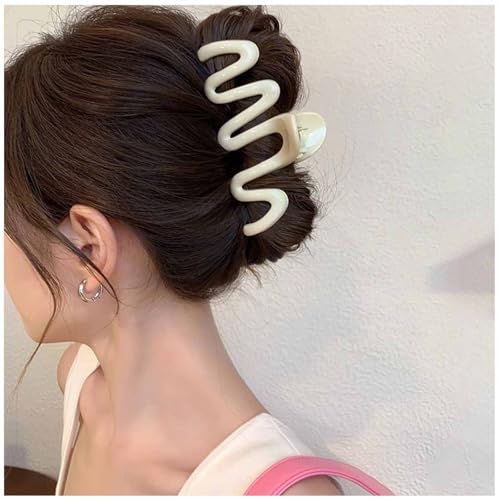 Aneneiceera Vintage Acryl Haar Kralle Clip Candy Farbe Haar Klemme Clips Große Weiße Hohle Haarspange Dicken Kunststoff Kralle Kopfbedeckungen Dekorative Kopfbedeckung Haarschmuck Für Frauen (weiß) von Aneneiceera