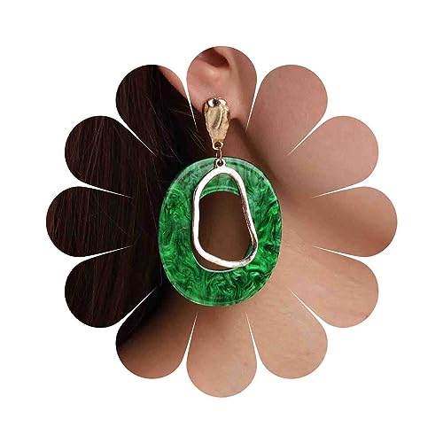 Aneneiceera Vintage Acryl Ovalen Reifen Tropfen Ohrringe Smaragd Kreis Ohrringe Harz Grün Reifen Baumeln Ohrringe Gold Teardrop Ohrstecker Acryl Kreis Baumeln Ohrringe Schmuck Für Frauen Und Mädchen von Aneneiceera