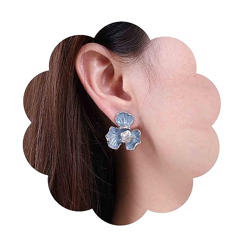 Aneneiceera Vintage Blaue Blume Ohrringe Metall Blaue Blume Blütenblatt Ohrringe Harz Blauen Blütenblatt Ohrstecker Emaille Blau Ohrringe Schmuck Für Frauen Und Mädchen Geschenke von Aneneiceera