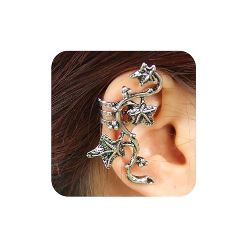 Aneneiceera Vintage Blume Ohrmanschette - Übertrieben Silber Manschette Wickeln Ohrringe Punk Ohrclimber Gothic Zweig Clip Auf Schmuck Für Frauen Und Mädchen (Silber Stern) Aneneiceera Vintage Blume Ohrmanschette - Übertrieben Silber Manschette Wickeln Ohrringe Punk Ohrclimber Gothic Zweig Clip Auf Schmuck Für Frauen Und Mädchen (Silber Stern) von Aneneiceera