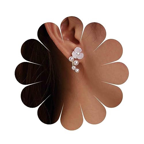 Aneneiceera Vintage Blume Perle Ohrstecker Ohrringe Gold Perle Blume Ohrringe Floral Perle Ohrringe Acryl Blume Blütenblatt Ohrringe Schmuck Für Frauen Und Mädchen von Aneneiceera