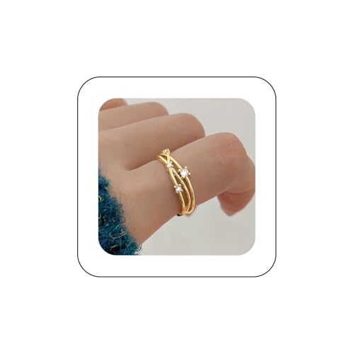 Aneneiceera Vintage Crystal Band Ring Halb Offen Strass Ring Gold Cz Fingerring Einstellbar Aussage Ring Schmuck Für Frauen von Aneneiceera
