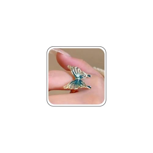 Aneneiceera Vintage Emaille Grün Schmetterling Wrap Ringe Grün Metall Schmetterling Ring Offen Schmetterling Fingerring Einstellbar Knöchel Ring Hand Schmuck Für Frauen von Aneneiceera