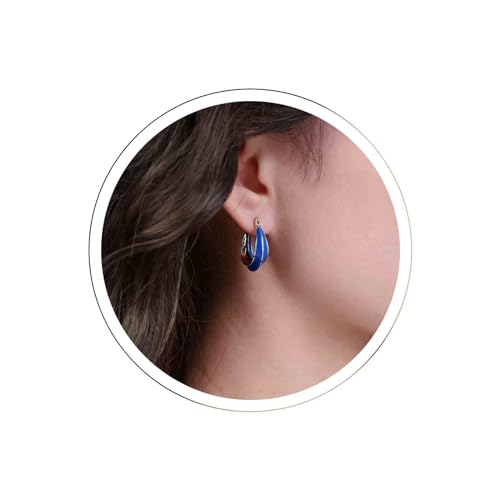 Aneneiceera Vintage Emaillierte Blaue Reifen Ohrringe Blaue Reifen Baumeln Ohrringe Klobig Blau Huggie Hoop Ohrringe Retro Blau Tropfen Ohrringe Schmuck Für Frauen Und Mädchen (blau) von Aneneiceera