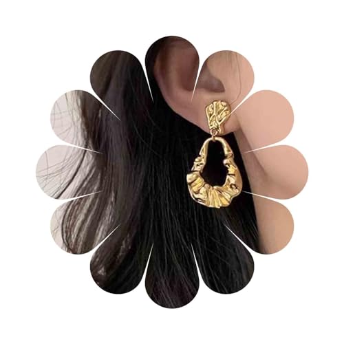 Aneneiceera Vintage Gehämmert Gold Reifen Ohrringe Filigran Tropfen Reifen Baumeln Ohrringe Texturiert Geometrische Ohrringe Unregelmäßige Kreis Reifen Ohrringe Schmuck Für Frauen Und Mädchen von Aneneiceera