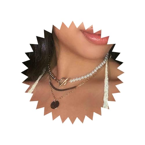 Aneneiceera Vintage Geschichtet Münze Halskette Perle Choker Halskette Gold Perlen Kreis T Bar Halskette Böhmen Runde Scheibe Halskette Vintage Schlange Kette Halskette Schmuck Geschenke Für Frauen von Aneneiceera