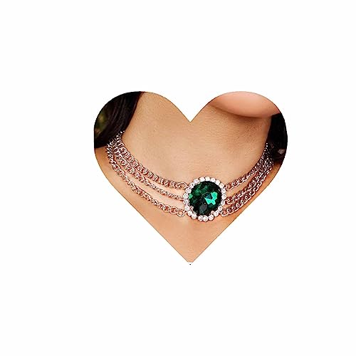 Aneneiceera Vintage Geschichtet Smaragd Choker Halskette Silber Kurz Multi Kette Halskette Oval Smaragd Kristall Halskette Grün Smaragd Halskette Kette Schmuck Für Frauen Und Mädchen von Aneneiceera