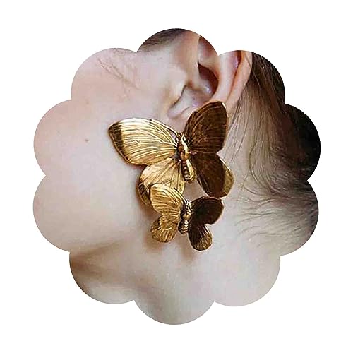 Aneneiceera Vintage Große Schmetterling Ohrringe Baumeln Übertrieben Schmetterling Ohrstecker Gold Gehämmert Schmetterling Ohrringe Punk Strukturierte Schmetterling Ohrringe Schmuck Für Frauen von Aneneiceera