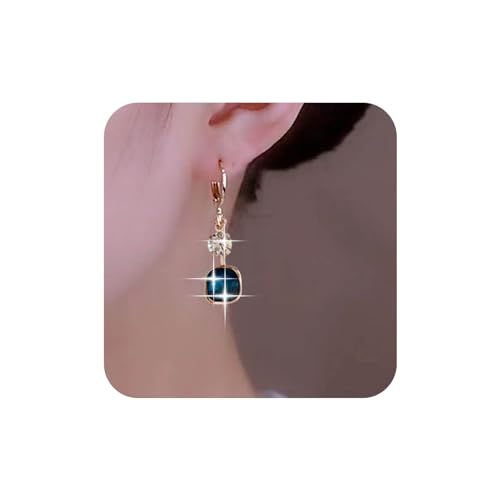 Aneneiceera Vintage Halo Saphir Ohrringe Blau Kristall Tropfen Ohrringe Hochzeit Strass Ohrringe Gold Cz Leverback Ohrringe Schmuck Für Frauen Und Mädchen (blau 2) von Aneneiceera