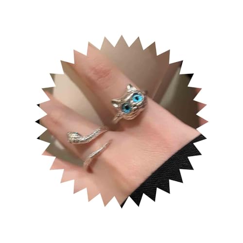 Aneneiceera Vintage Katze Schlange Ringe Set Silber Schlange Fingerring Niedliche Katze Ringe Punk Aussage Ring Einstellbar Tier Ringe Schmuck Für Frauen Und Mädchen 2pcs von Aneneiceera